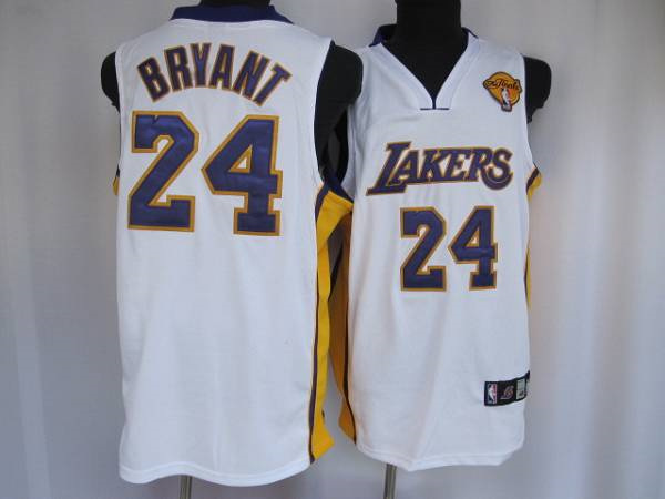 Toddlers Los Angeles Lakers #24 Kobe Bryant White Final Patch Stitched Basketball Jersey